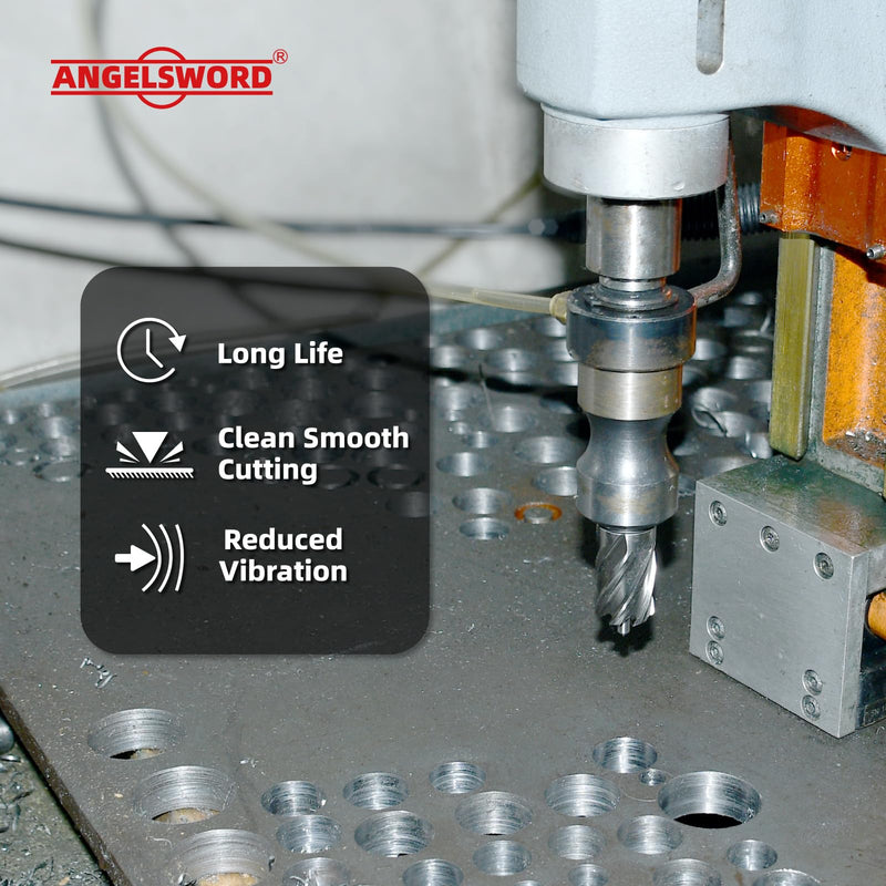 ANGELSWORD HSS Annular Cutter Diameter 7/8", Cutting Depth 2" High Speed Steel, Mag Drill Bits Kit for Magnetic Drill Press, with One 1/4"*4" Pilot Pin H. 7/8" Diameter HSS 2" Cut Depth