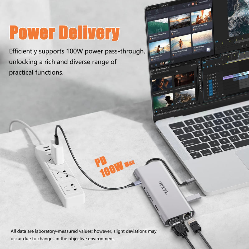 USB C Hub Ethernet,4K USB-C to HDMI Hub,11in1 Multi-Port USBC Adapter Type C Dock Dongle Compatible for MacBook Pro Laptop Air iPad Docking Station usbc Adapter