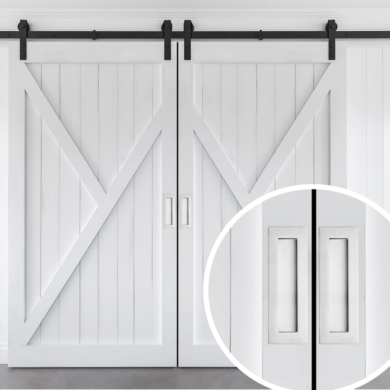 JOY DECOR 6 Pack Pocket Door Handles, 5.9" Rectangular Recessed Pulls for Sliding Closet and Barn Doors, Brushed Nickel Flush Finger Pulls 5.9 inches Brushed Nickel Rectangular