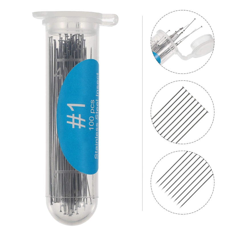 VILLCASE Pack of 100 Stainless Steel Insect Pens Sample Pens Entomology Needle Dissection and Butterfly Collections Needle for School Laboratory Entomology Preparation Butterfly Collector 1