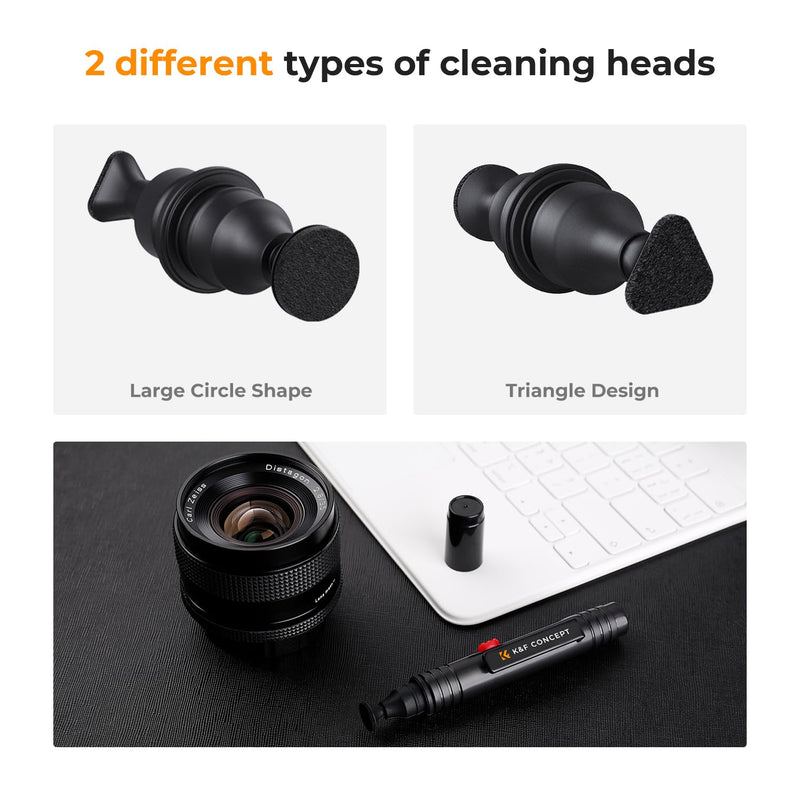 K&F Concept Professional Lens Cleaning Pen*3 with Soft Brush, Carbon Head Lens Cleaning Pen for Canon, Nikon, Pentax, Sony Digital Camera Cleaning,AR VR Glasses Cleaning