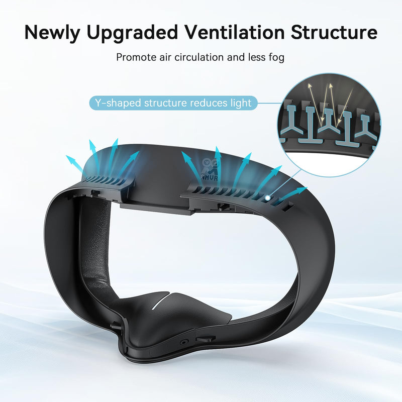 AMVR Facial Interface Face Pad Cover Compatible with Meta/Oculus Quest 3S Accessories, Comfort PU and Breathable Ice Silk Cotton Cushion Replacement, Not fit Quest 3 (Wider Version)