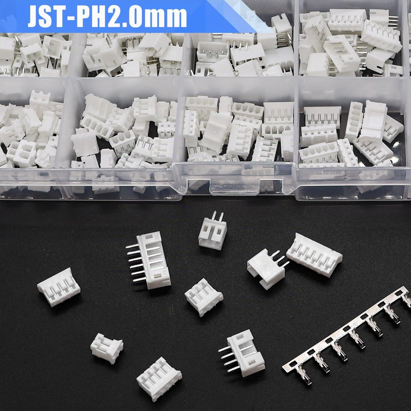 Taiss JST PH 2.0 Connector Kit 2/3/4/5/6-Pin JST Adapter Male and Nut Plug PH 2.0 mm JST Cable Connector Adapter F-066-580 Pieces PH2.0 Connector Kit