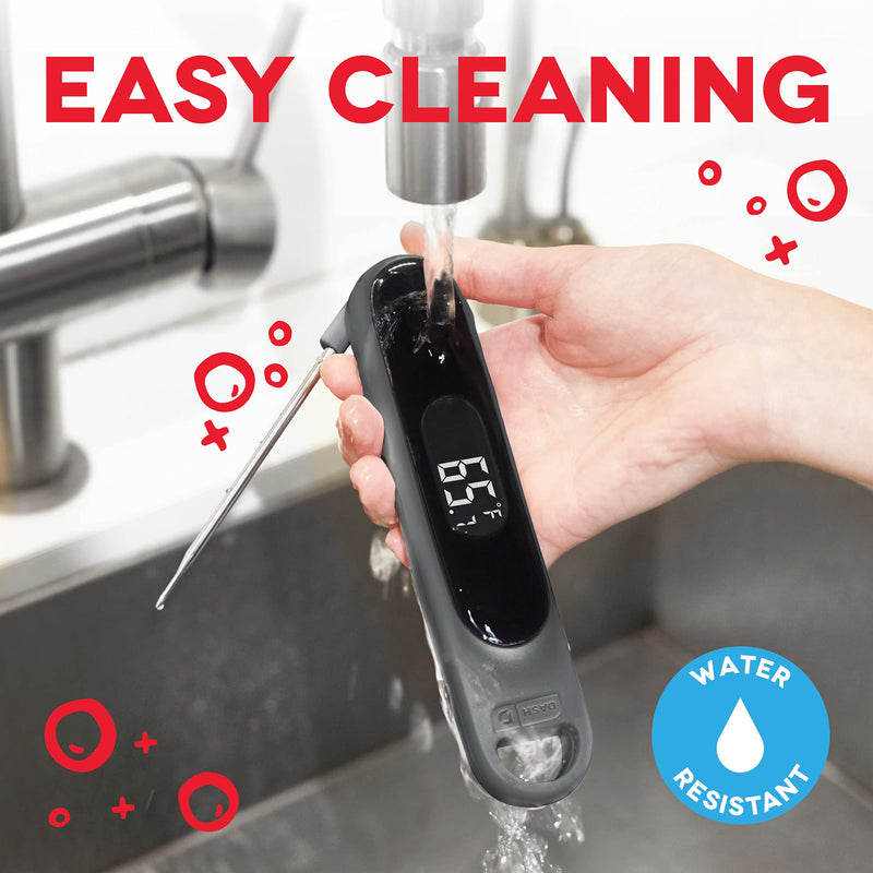 Dash Precision Quick-Read Meat Thermometer - Waterproof Kitchen and Outdoor Food Cooking Thermometer with Digital LCD Display - BBQ, Chicken, Seafood, Steak, Turkey, & Other Meat, Batteries Included Cool Gray