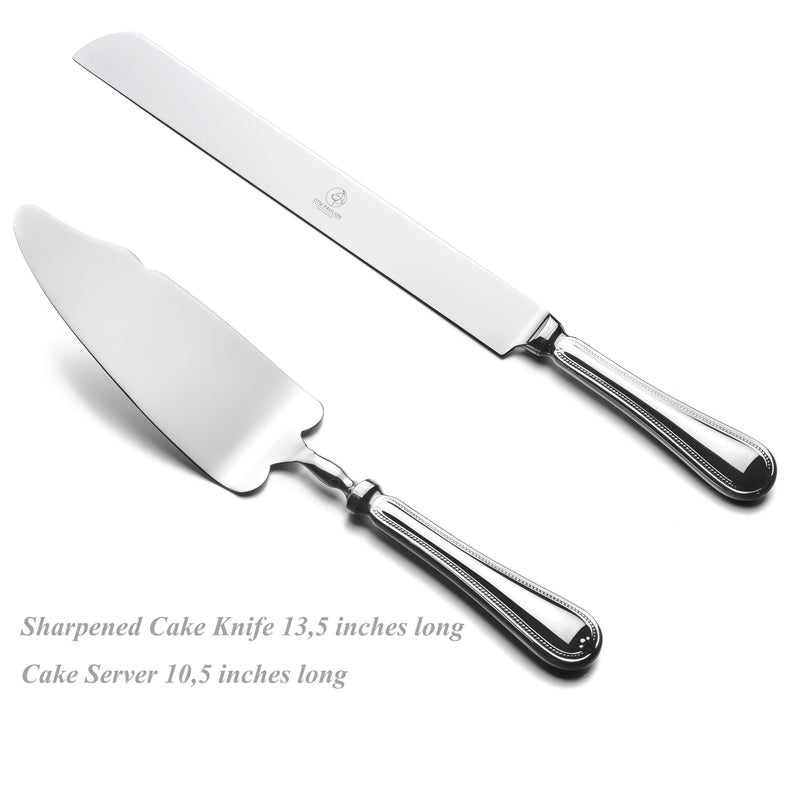 2 Piece Wedding Cake Server Set,18/10 Stainless Steel Dessert Set Pie Server Cake Cutter Knife for Birthday,Anniversary,Holiday,Baby Shower,Party Mademoizelle Stainless Steel-M