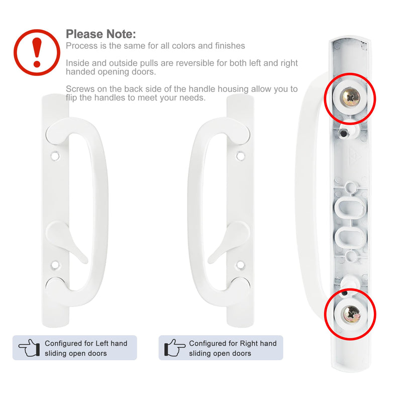 MaxxGeek Sliding Patio Door Handle Set with Mortise Lock, Zinc Diecast, Offset Thumbturn, Fits 1-5/8" to 1-3/4" Door Thick, 3-15/16" Hole Spacing, Non-Handed, White White Diecast w/ Mortise Lock