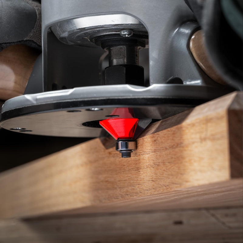 Freud 1-5/8" Chamfer Router Bit with Tico Hi-Density Carbide for Maximum Performance - Ideal for Edge Treatment & Joinery, 1-5/8" Diameter, 1/2" Shank, 5/8" Height, 45° Angle, 2 Cutters - 40-114 One Size