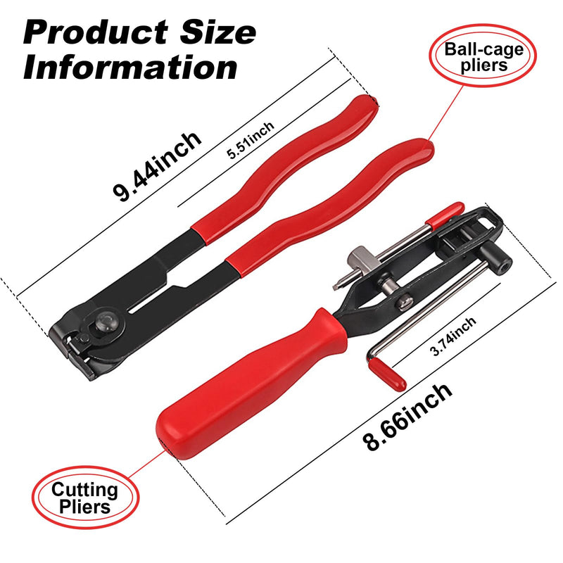 2 PCS CV Joint Boot Clamp Pliers, Heavy Duty Automotive Clamp Pliers Kit with CV Boot Clamps, Universal Ear CV Axle Boot Clamp Pliers, Vehicle Repair Tool for Car ATV UTV (Red) Red