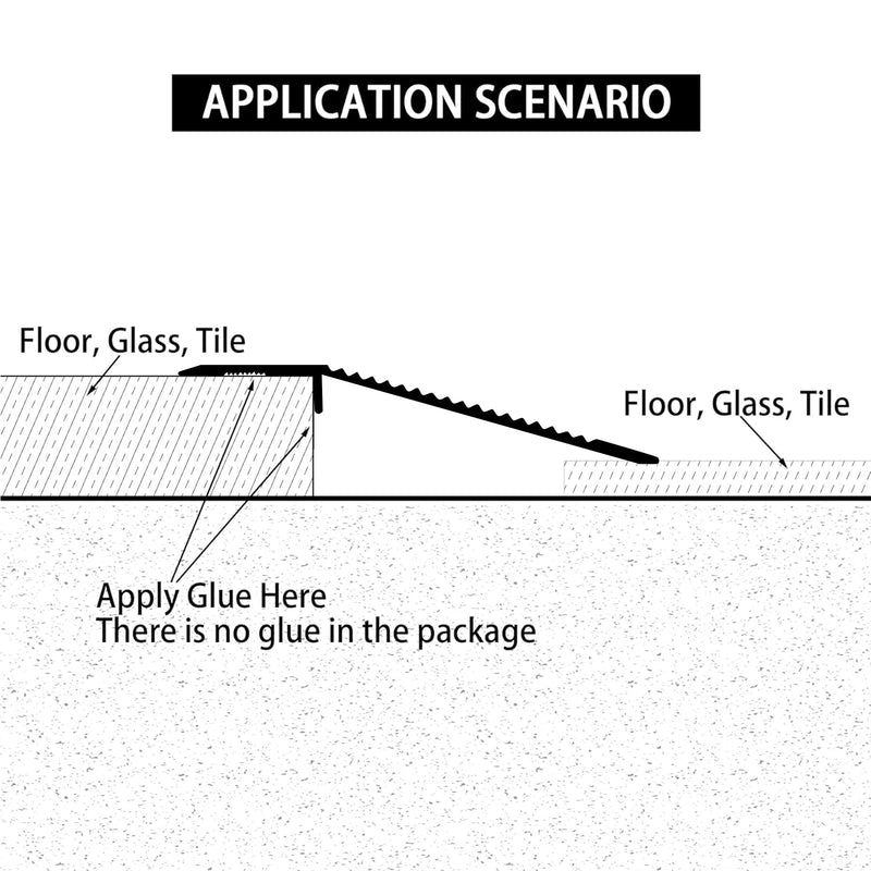 Gaahing Aluminum Floor Transition Threshold Strip, Bridge the Height Gap Between 0.3 to 1.6 inches for Doorway Ramp (35.4in x 3.9in, Matte Black) 35.4in x 3.9in, Matte Black
