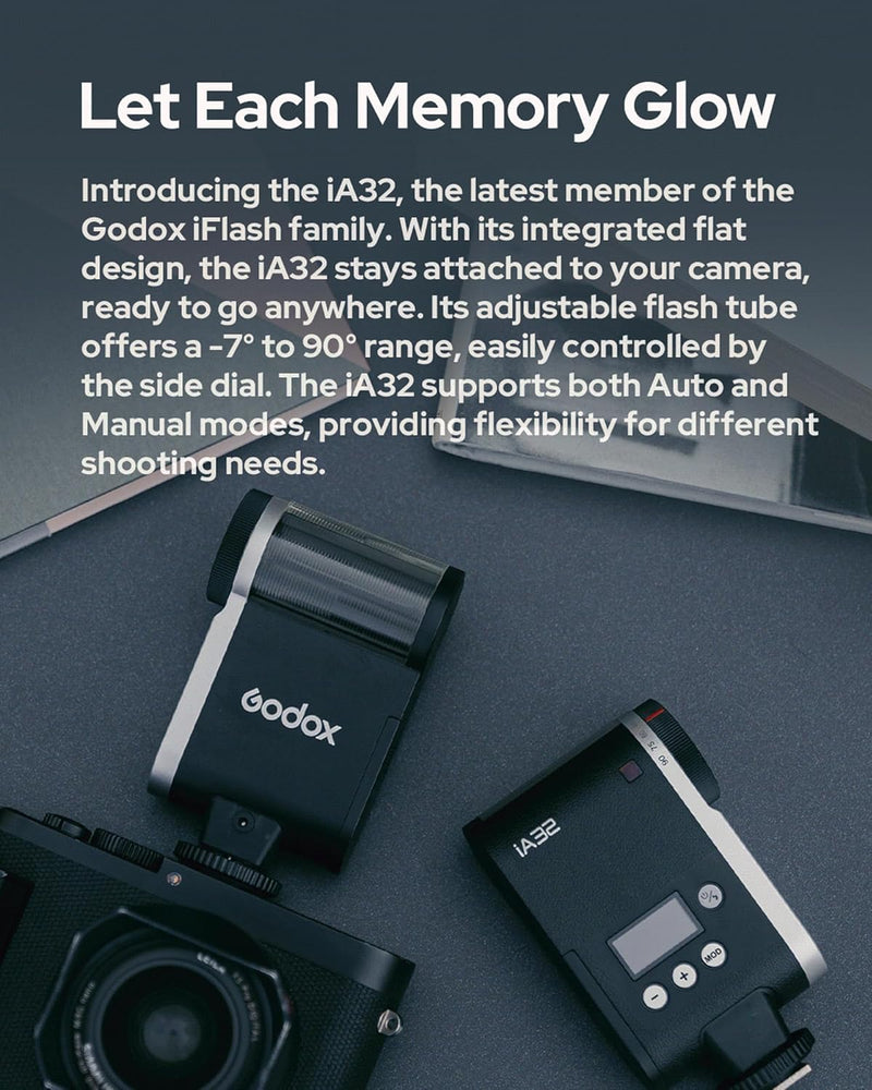 GODOX iA32 Mini Flash Speedlite Hot Shoe Flashes for Fuji, for Canon, for Nikon, for Sony, for Olympus Camera