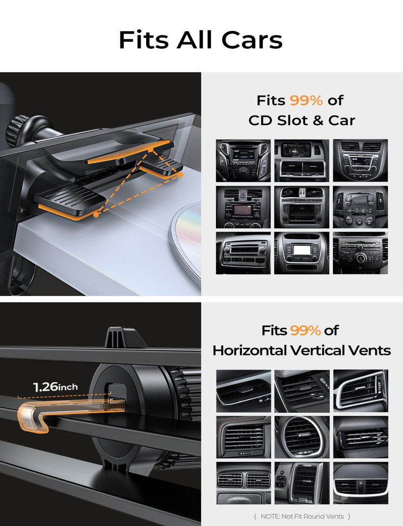 LISEN CD Slot Phone Mount for Car, Adjustable CD Phone Holder for Car Phone Mount for iPhone Car Holder Mount Ultra Sturdy Vent Cell Phone Holder Mount for iPhone 15 Pro Max Plus Accessories Samsung Black