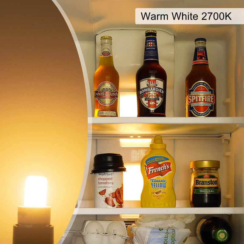 DiCUNO refrigerator lamp E14 LED lamp 3W, warm white 2700K, replaces 30W halogen bulb, 300LM, 85Ra, 360° beam angle, light bulb for refrigerator, sewing machine, 230V AC, set of 2
