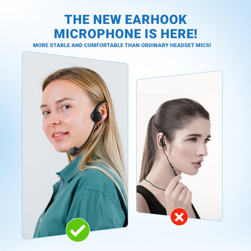 Bluetooth Voice Amplifier with Wireless Earhook Microphone,Wireless Microphone with Speaker Combo,Mini Megaphone with Wireless Amplifier Headset,Portable PA System,Classroom Microphone for Teachers