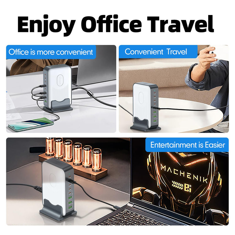 8 in 1 USB C Fast Charger Block, 8 Ports Chagring Station, Dual 100W PD PPS HUB for Multiple Devices, Laptop Adapter Compatible with MacBook Pro/Air iPad iPhone Pro Max, Galaxy, Dell, HP