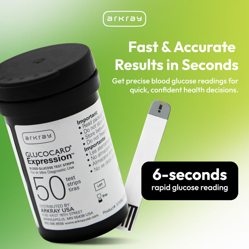 ARKRAY GLUCOCARD Expression Blood Glucose Test Strips - No Coding, 0.8 Microliter & Fast 6-Second Results - Compatible with GLUCOCARD Expression Blood Glucose Meter - 50 Count 50 Count (Pack of 1)