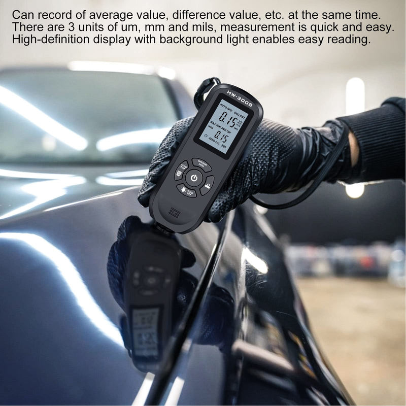 Coating Thickness Gauge Digital Display 3 Units Paint Thickness Gauge Automotive Paint Gauge (Black)
