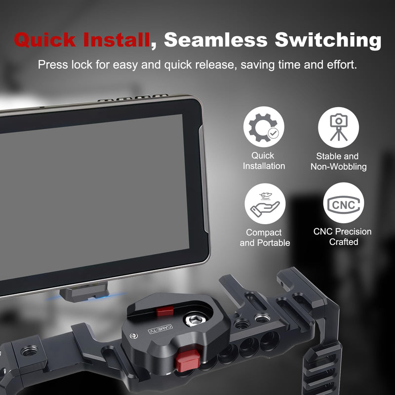 Came-TV Mini Quick Release Plate System with 1/4" Screw, Aluminum Quick Release Base Plate for Camera Tripod, Gimbal, Monopods, Video Monitors, Magic Arm, Flash Bracket, Camera Cages (61004)