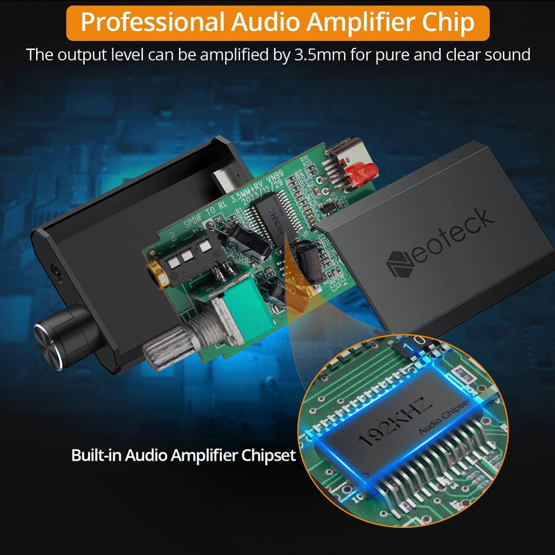 Neoteck Audio Kit: 192kHz Digital to Analog Converter & RCA to HDMI Converter, Optical to 3.5mm, Volume Adjustment, AV to HDMI Cable