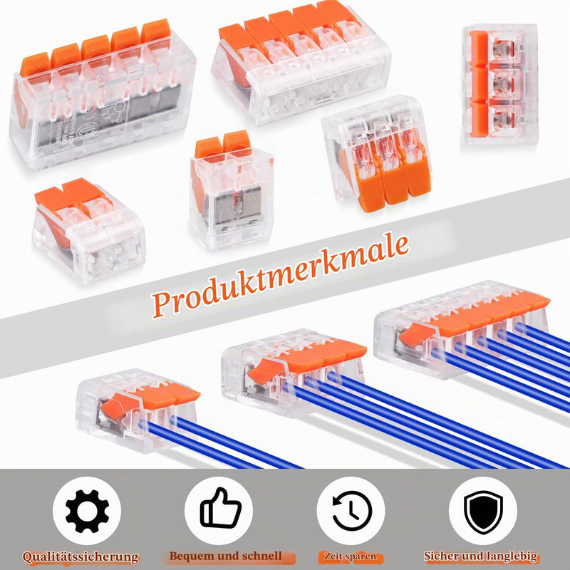 Terminals, 3-Pin, Pack of 30 Cable Connectors, Reusable Clamps for Electrical Installations | Cable Clamps for 0.14-4mm² Conductors, Terminal Blocks, Connection Terminals for Electrical Installations & Fixed Cables THBAP0082A030EU