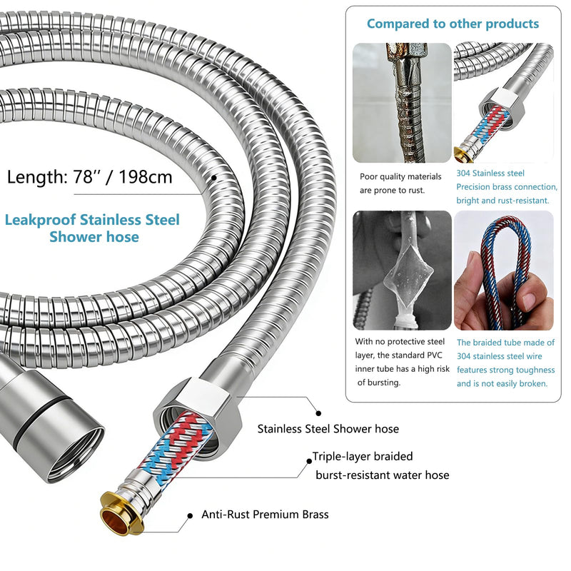 High Pressure Filtered Shower Head - Ion Shower head with Handheld for Hard Water | 4 Spray Modes Showerhead Combo with 12 Replacement Filters, 78" Extra Long Hose & Adjustable Bracket L