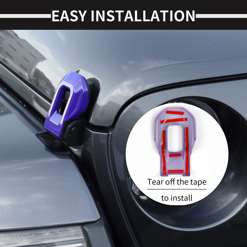 Voodonala for Jeep JL ABS Hood Latches Engine Buckle Bonnet Fastener Engine Cover Decor Trim Protction Cover for 2018-2024+ Jeep Wrangler JL JLU Gladiator JT Exterior Accessories Purple 2pcs