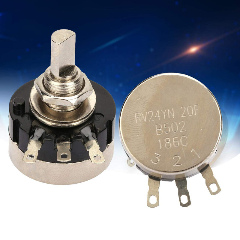 Potentiometer 5k, B502 B5k, 2W power Easy installation Lightweight for normal resistance tolerance of ±5 (%)