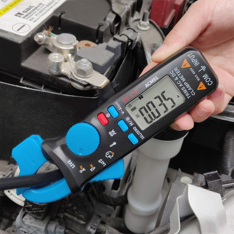 1mA DC Clamp Meter True RMS 6000 Counts Auto-Ranging Digital Multimeter Capacitance Temperature Ohm Live Check V-Alert Low Impedance Voltage Tester for HVAC Automotive ACM91