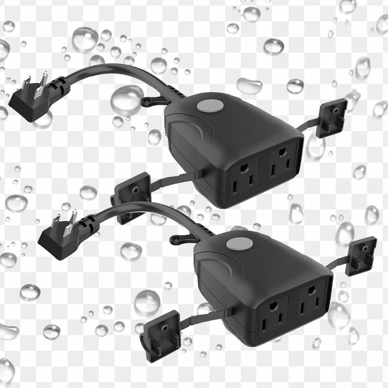 Feit Electric Smart Dual Outdoor Plug, WiFi Waterproof Plug, Grounded Sockets, Compatible with Alexa and Google Assistant, App Controlled, 15Amp Indoor/Outdoor 2 Outlet WiFi/WP (2 Pack)