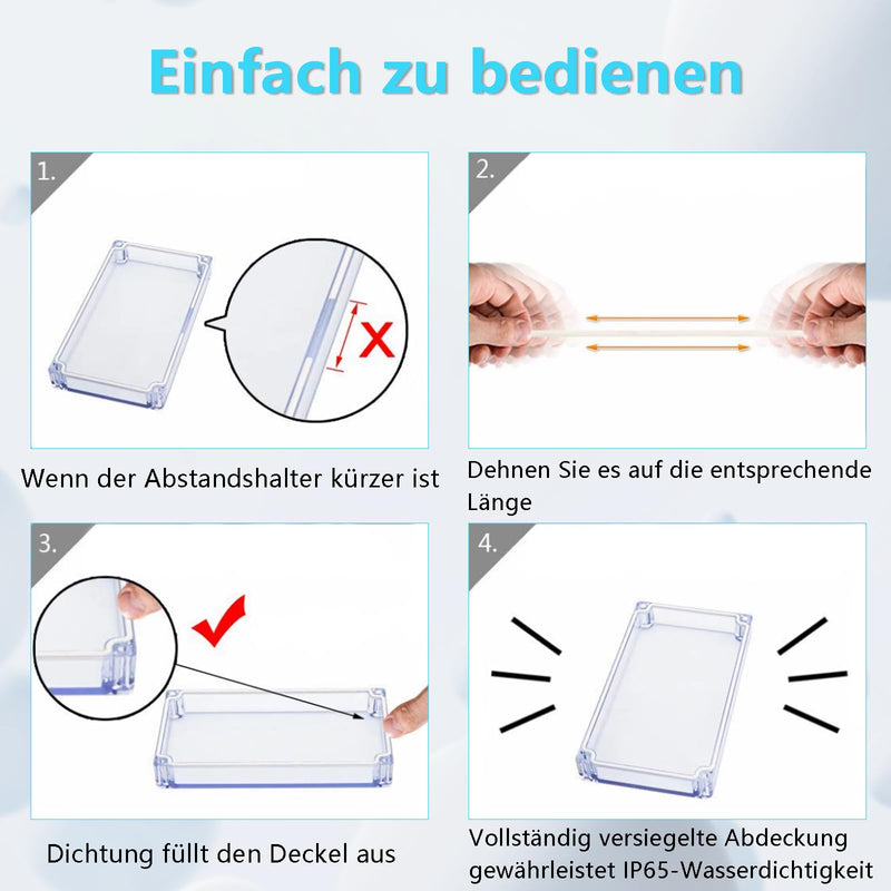 100 x 68 x 50 mm Waterproof IP65 Empty Enclosure, Pack of 3 Electronic Enclosure Box, Plastic Housing with Transparent Cover, Universal Project Housing, Junction Box 100X68X50-3PACK