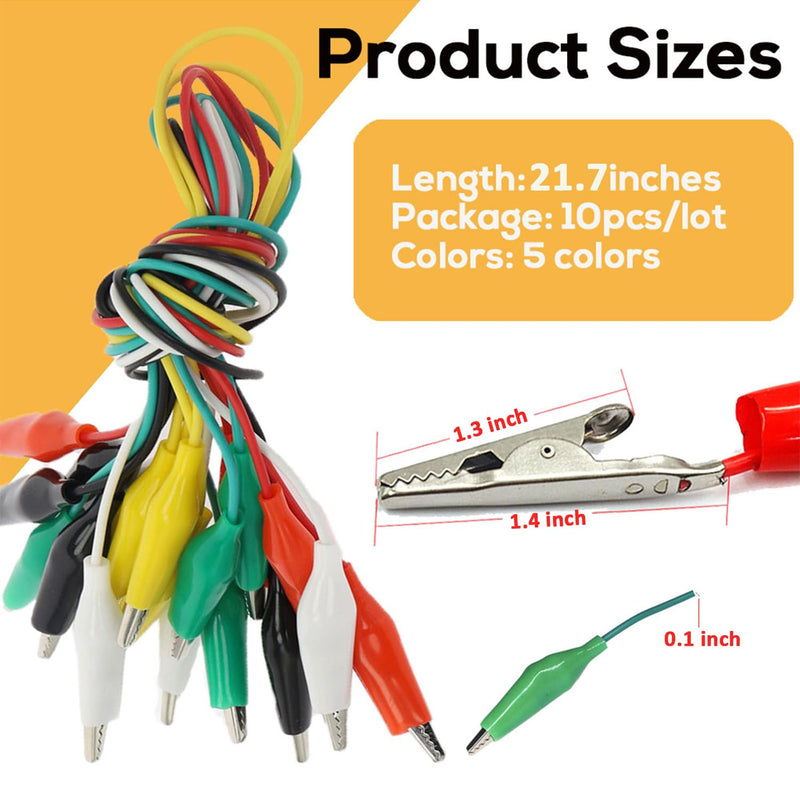 120PCS Premium Alligator Clips Electrical, 5 Colors Test Probes & Leads, Crocodile Jumper Wires with Dual Ended Insulators Cable for Electric Circuit Connection, Multimeter, Electronic Experiments 120pcs