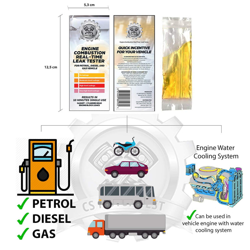 CS Engine Combustion Real-TIME Leak Tester - Cylinder Head Gasket CO2 Head Tester - Test While Driving - Petrol Diesel Gas - Engine Under Load Head Gasket Test Kit- 2 PCS in a Box