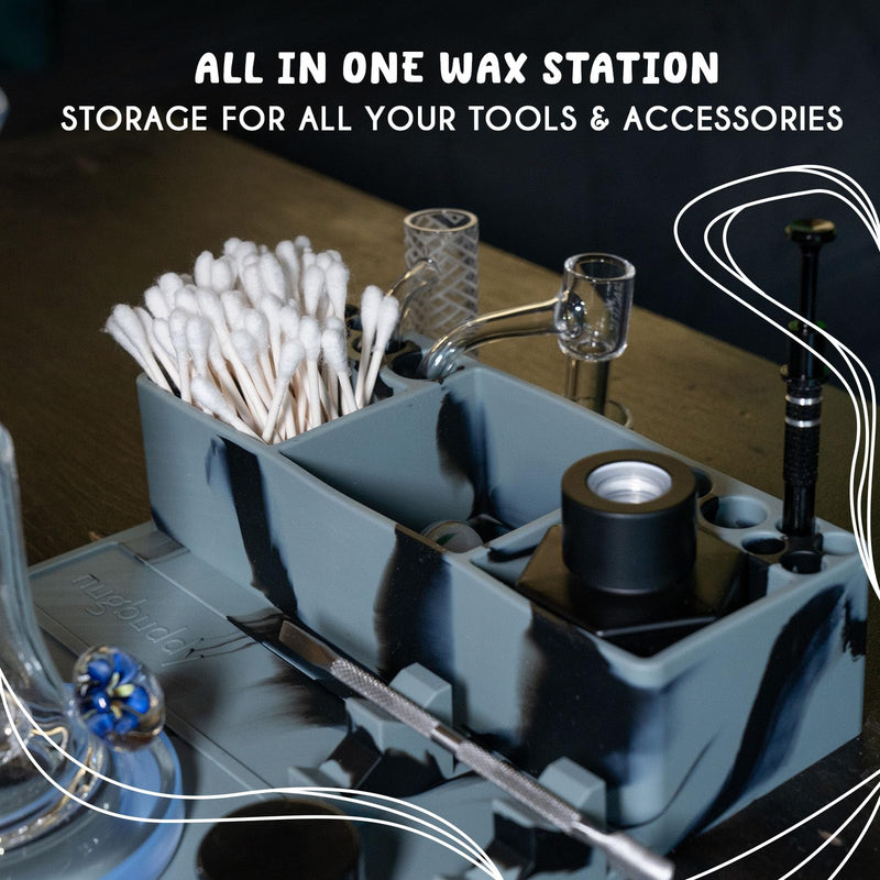 nugbuddy Wax Tool Station - Mat & Accessory Organizer - Heat Resistant & Non Stick Silicone Surface - Craft Kit with Accessories Included Smoke