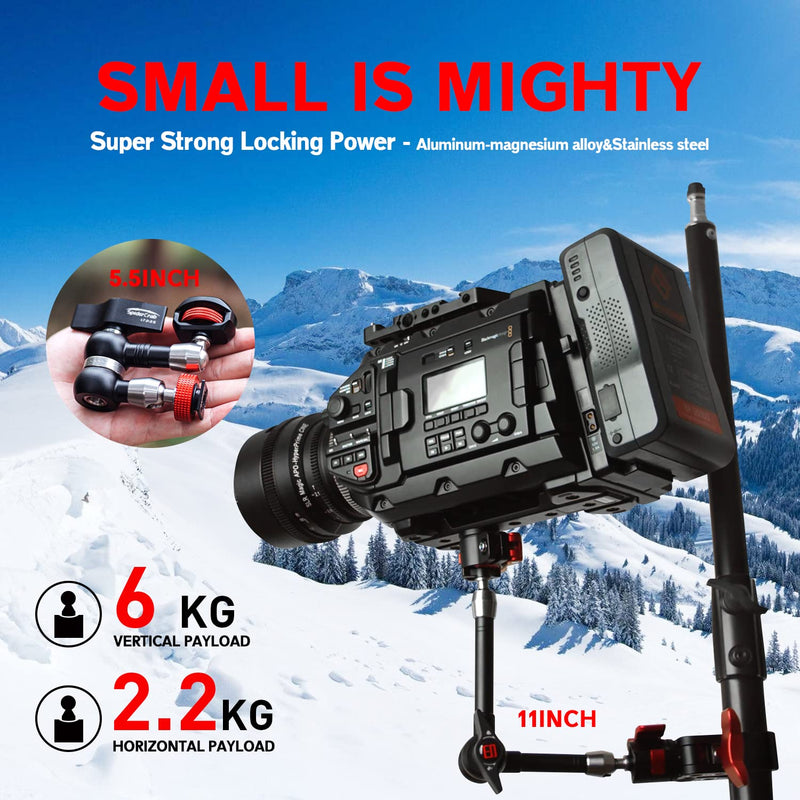 IFOOTAGE Magic Arm Clamp MA3-4, 7 Inches Adjustable Friction Power Articulating Magic Arm with 1/4" and 3/8" Thread Screw for DSLR Camera Rig/LCD Monitor/LED Lights 7inch