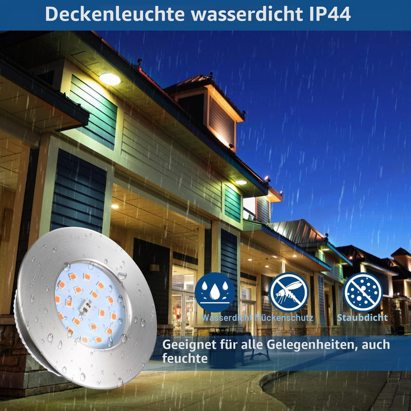 HiBay LED Spot 5 W LED Recessed Spotlight, Flat IP44, Bathroom Ceiling Spotlights, Round, Matt, Nickel Recessed Lights, 3000 K, Warm White, 500 lm, Set of 6 (Pack of 1) Brushed: Warm White