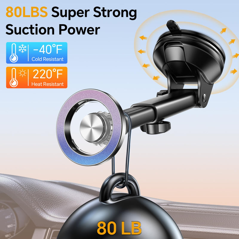 for iPhone MagSafe Car Mount【 Windshield + Vent + Dash 】 Window Magnetic Phone Holder for Car Magsafe Suction Mount【360° Rotation】 Dashboard Car Phone Holder Mount for iPhone 15 14 13 12 Pro Max Plus