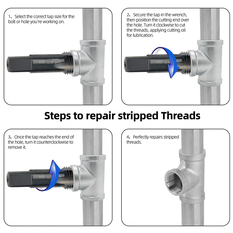 1"-11-1/2 NPT Pipe Tap and 1-5/32" drill Set, Carbon Steel Hand Threading Plumbing Tap Set for Plumbers Mechanics DIY Thread cutting tools 1"-11-1/2 NPT Tap, 1-5/32" Drill
