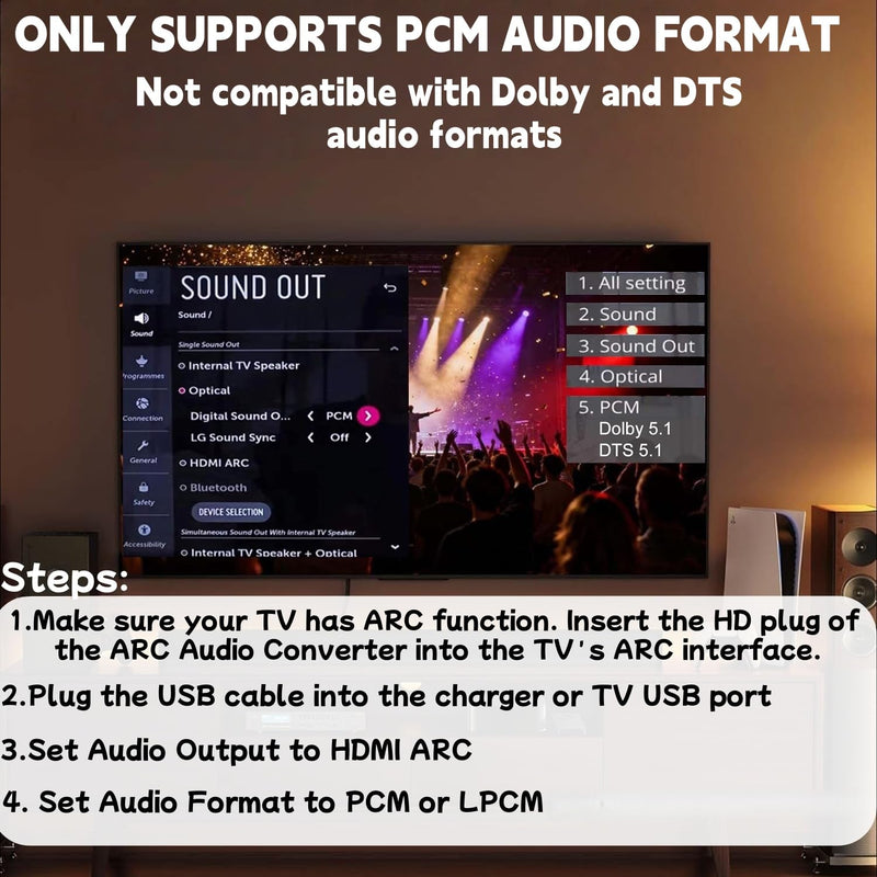 192KHz HDMI ARC to Optical Audio Converter 6FT,ARC to Optical Audio Extractor Cable,Plug & Play, AR C to O ptical Audio Adapte for HDTV to Soundbar,Amplifier-[No CEC]