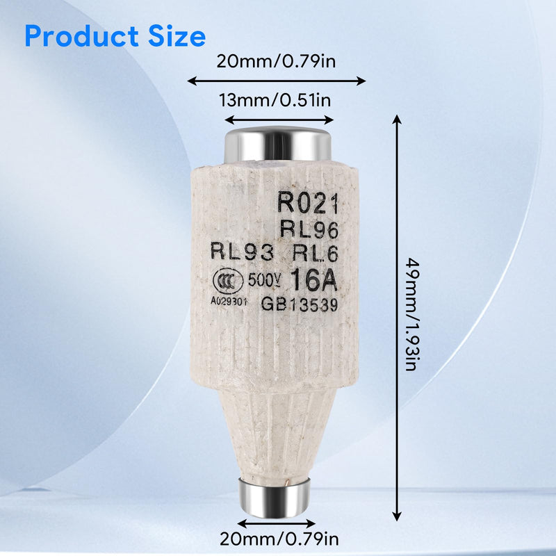 Taekooki Pack of 10 16A DII E27 R021 spiral ceramic fuses, fuses melting links, gG Diazed fuse links 500VAC, Diazed fuse link for cable and line protection