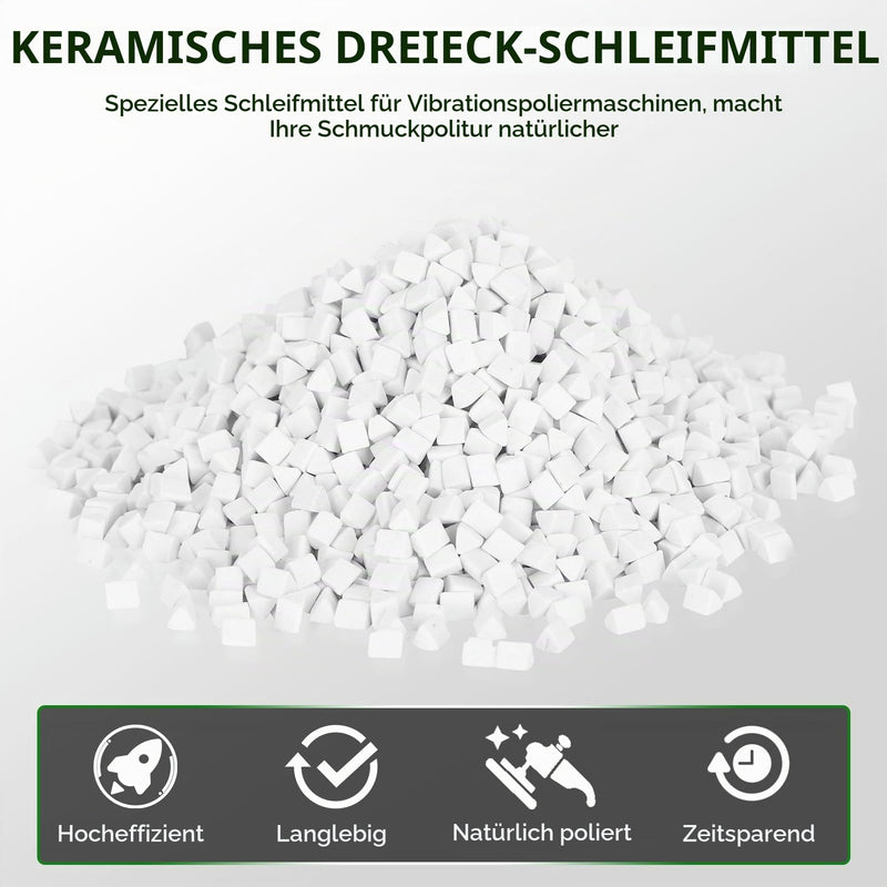 HERCHR Rock Tumbling Ceramic Filler, Rock Tumbler Grit, Tumbling Ceramic Filler Media, Ceramic Triangle Abrasive for Use in Vibrating Tumblers or Rotating Tumblers 4 mm 500 g