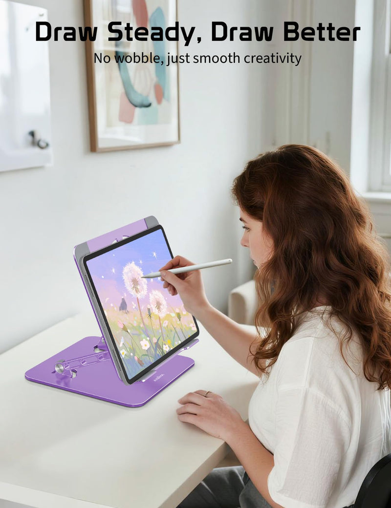 Aluminum Laptop Stand for Desk – Adjustable Ergonomic Laptop Riser, Foldable & Portable Holder Fit for MacBook & 10"-16" Laptops for Office, Home & Travel,Purple Purple