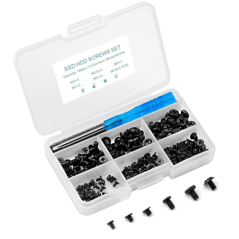 160Pcs Laptop Notebook SSD HDD Screws Kit for Lenovo Toshiba Gateway Samsung HP IBM Dell Sony Acer Asus SSD Hard Disk SATA