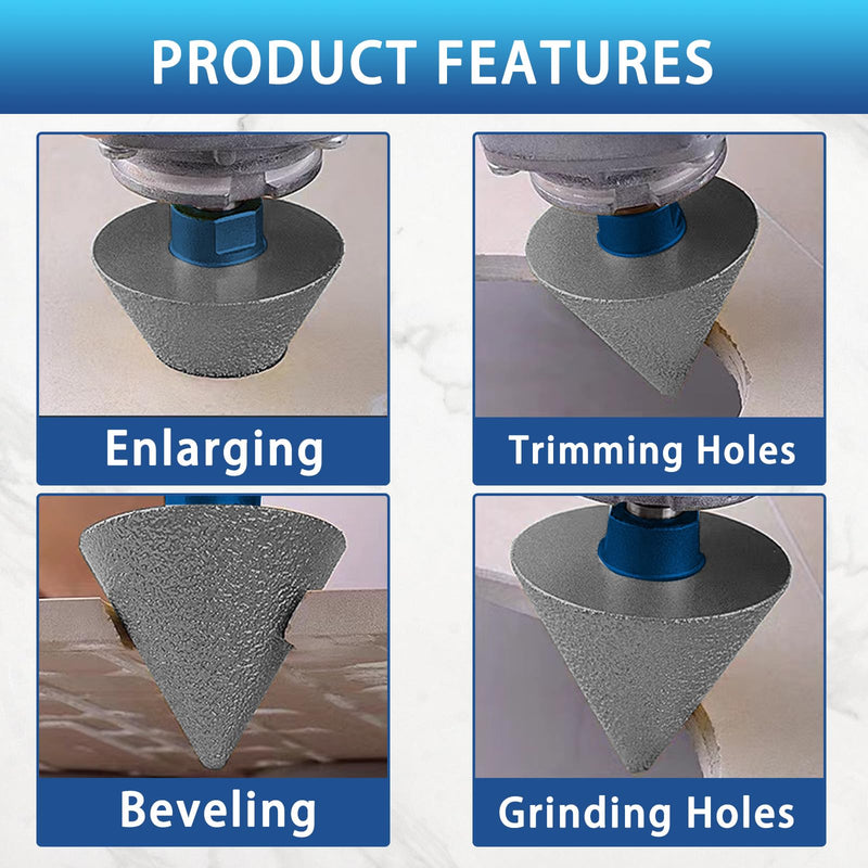Diamond Drill Bits Set Tile Hole Saw Diamond Hole Saw 9pcs 6/8/10/20/25/35/50mm,35mm5/8-11 Beveling Chamfer Bit,1pc SDS Adapter for Glass Ceramic Porcelain Tiles Marble Brick Granite pots