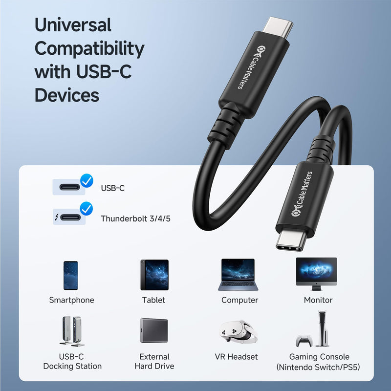 Cable Matters 20Gbps Long USB 4 Cable - 9.8ft, Supports Up to [8K@30Hz / 4K@120Hz Video, 240W Charging, 20Gbps Data Transfer] USB4 Cable Compatible with Thunderbolt 4, MacBook, XPS, Surface Pro 9.8 Feet