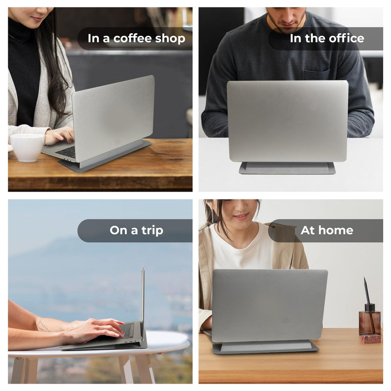 SenseAGE Laptop Stand for Desk, Office, Ergonomic Notebook Stand, Foldable & Portable Travel FlatStand, Lightweight, Anti-Slip, Compatible with MacBook Air, Pro, and Up to 15.4" Laptops (Charcoal) Charcoal Frost