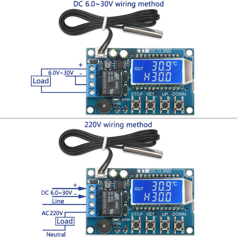 ZHITING Electronic Thermostat Controller Board DC 6-30V Digital Temperature Controller Thermo Temperature Switch with Waterproof Sensor Probe