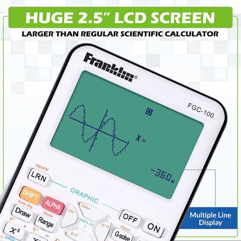 Franklin Scientific Graphing Calculator with 3 Operating Modes - Scientific Calculator Includes 20 Built-in graphs - Ideal for Beginner and Advanced Courses with Protective Cover - Black