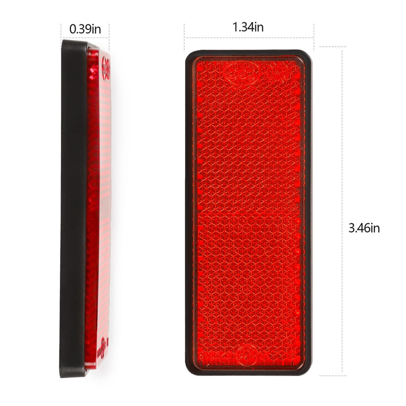 10 Pack Red Self Adhesive Rectangle Reflectors, E11 Approval Road Safety Stick-on Rear Reflectors for Trailer Caravan Truck Lorry or Agricultural Machines A10R