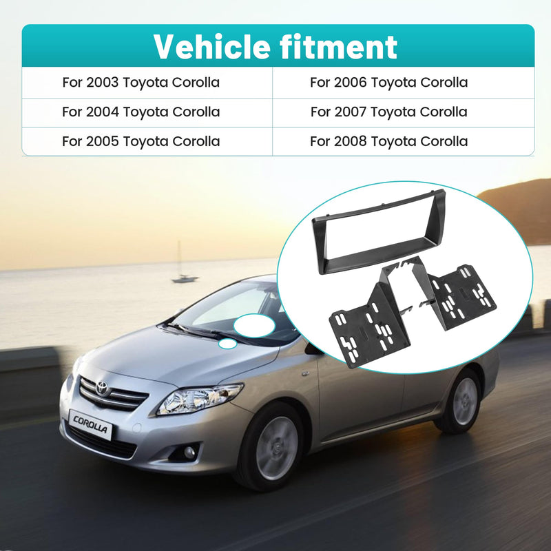Double DIN Aftermarket Radio Installation Dash Kit for 2003-2008 Toyota Corolla Radio Dash Stereo Mounting Installation Trim Bezel Bracket Kits