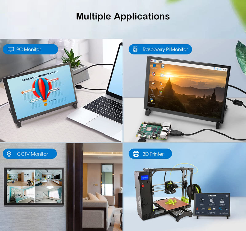 ELECROW 10.1 Inch Touchscreen Monitor, 1280x800 IPS LCD HD Display with Stand, Portable Capacitive Touch Screen for Raspberry Pi 3/3B+/4B/5, Jetson Nano, Banana Pi, PC, Windows, Beaglebone 10.1" with Acrylic Stand