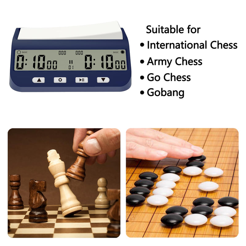 Digital Chess Clock Timer, 5-in-1 Multifunction Portable Competition Specific Chess Timer, Professional Board Game Timer with Bonus & Delay Count Down up ON Off Alarm